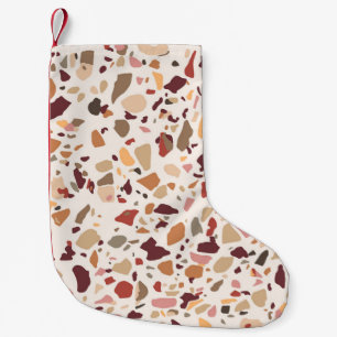 Bruin terrazzo: , trendy motief. kleine kerstsok