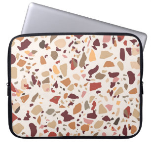 Bruin terrazzo: , trendy motief. laptop sleeve
