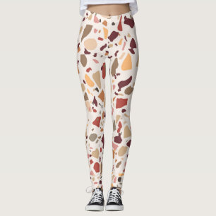 Bruin terrazzo: , trendy motief. leggings