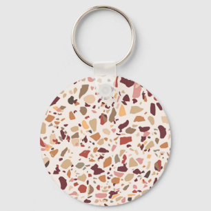 Bruin terrazzo: , trendy motief. sleutelhanger
