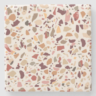 Bruin terrazzo: , trendy motief. stenen onderzetter