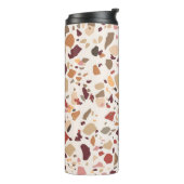 Bruin terrazzo: , trendy motief. thermosbeker (Gedraaid links)