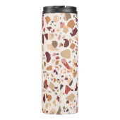 Bruin terrazzo: , trendy motief. thermosbeker (Achterkant)