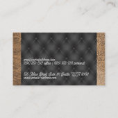 Bruin Textuur Leer | Zwart gestoffeerd Visitekaartje (Achterkant)