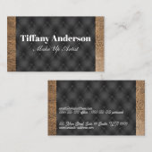 Bruin Textuur Leer | Zwart gestoffeerd Visitekaartje (Voorkant / Achterkant)