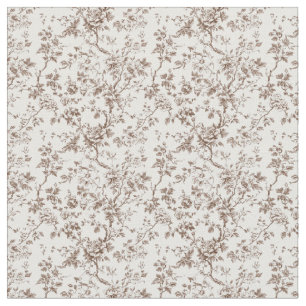 Bruin Toile met Rozen en Twisting Vines Stof