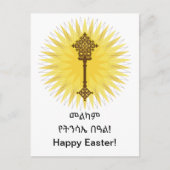 Bruin Traditioneel Ethiopisch Kruis Ontwerp Briefkaart (Voorkant)