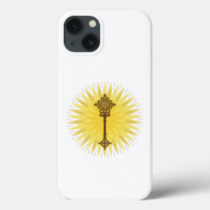 Bruin Traditioneel Ethiopisch Kruis Ontwerp iPhone 13 Hoesje
