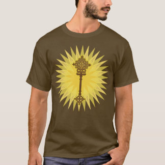 Bruin Traditioneel Ethiopisch Kruis Ontwerp T-shirt