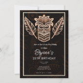 Bruin Tropisch Vintage Tiki Verjaardagsfeestje Kaart (Voorkant)