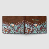 bruin turkooise western landschapsleer gastenboek (Volledig)