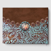 bruin turkooise western landschapsleer gastenboek (Achterkant)