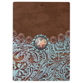 bruin turkooise western landschapsleer klembord (Achterkant)