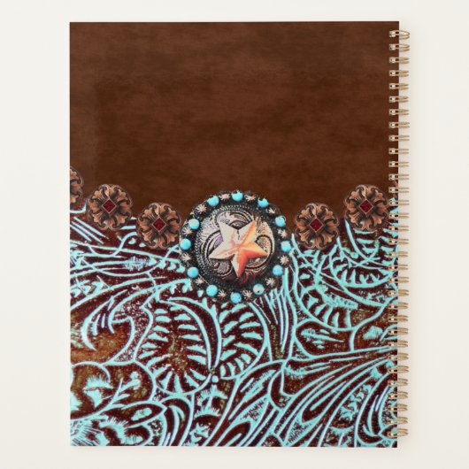 bruin turkooise western landschapsleer planner (Achterkant)
