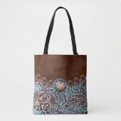 bruin turkooise western landschapsleer tote bag (Voorkant)