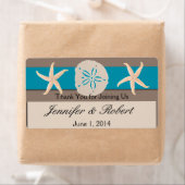 Bruin turquoise band bruiloft water fles label (Insitu)