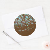 Bruin & Turquoise Blauw Damask Dank u Sticker (Envelop)