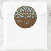 Bruin & Turquoise Blauw Damask Dank u Sticker (Tas)