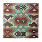 Bruin Turquoise Blauw Groen Sinaasappel Etnische T Tegeltje (Voorkant)