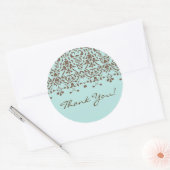 Bruin & Turquoise Damask Dank u Sticker (Envelop)