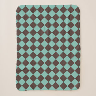 Bruin Turquoise Geruit Diamant Patroon Sherpa Deken