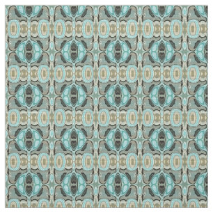 Bruin Turquoise Green Bali Batik Style Pattern Stof