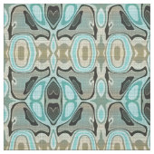 Bruin Turquoise Green Bali Batik Style Pattern Stof (Swatch)