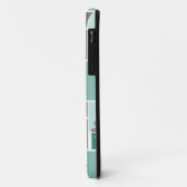 Bruin turquoise patchwork van vierkante lapjes  Case-Mate iPhone case (Achterkant/links)