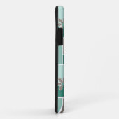 Bruin turquoise patchwork van vierkante lapjes  Case-Mate iPhone case (Achterkant/rechts)
