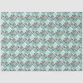 Bruin turquoise patchwork van vierkante lapjes tissuepapier (Voorkant)