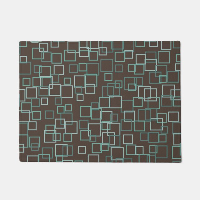 Bruin Turquoise Patroon Deurmat Rug (Voorkant)