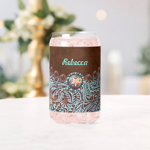 bruin turquoise western land cowgirl bruidsmeisje blikvorm glas