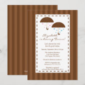 Bruin Umbrella Twins Baby shower Kaart (Voorkant / Achterkant)