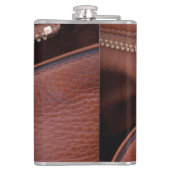 Bruin Unzipped Faux Leather Initialen Fotografisch Heupfles (Achterkant)