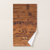 bruin verbrand hout Monogram Bad Handdoek (Handdoek)