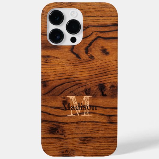  bruin verbrand hout Monogram Case-Mate iPhone Case (Achterkant)