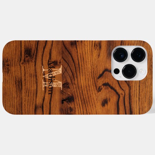 bruin verbrand hout Monogram Case-Mate iPhone Case (Achterkant (horizontaal))