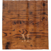 bruin verbrand hout Monogram Douchegordijn (Voorkant)