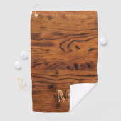  bruin verbrand hout Monogram Golfhanddoek (Insitu)