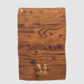  bruin verbrand hout Monogram Golfhanddoek (Voorkant)