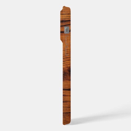  bruin verbrand hout Monogram iPhone Hoesje (Linkerkant)