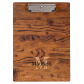 bruin verbrand hout Monogram Klembord (Voorkant)