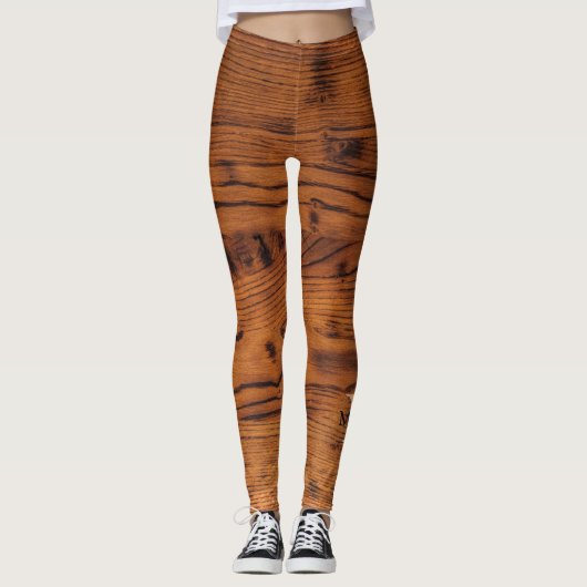 bruin verbrand hout Monogram Leggings (Voorkant)
