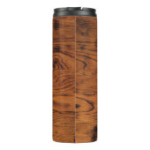  bruin verbrand hout Monogram Thermosbeker (Achterkant)