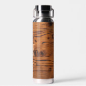 bruin verbrand hout Monogram Waterfles (Achterkant)