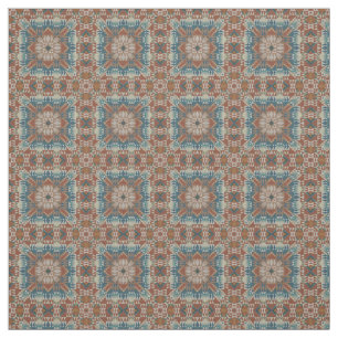 Bruin verbrand Oranje Taupe Blue Blauwgroen etnisc Stof