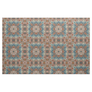 Bruin verbrand Oranje Taupe Blue Blauwgroen etnisc Stof