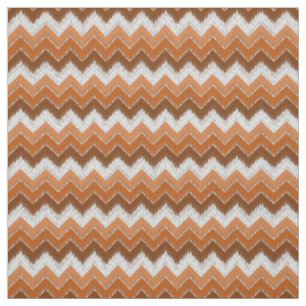 Bruin verbrand Oranje wit Ikat Zigzag Art Pattern Stof