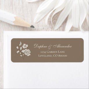 Bruin Vintage Bloem Motief Retouradres Label