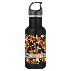 Bruin vlinderpatroon waterfles 